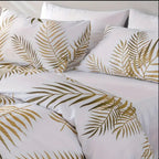 Zenora 3-Piece Golden Leaf Print Polyester Duvet Cover Set