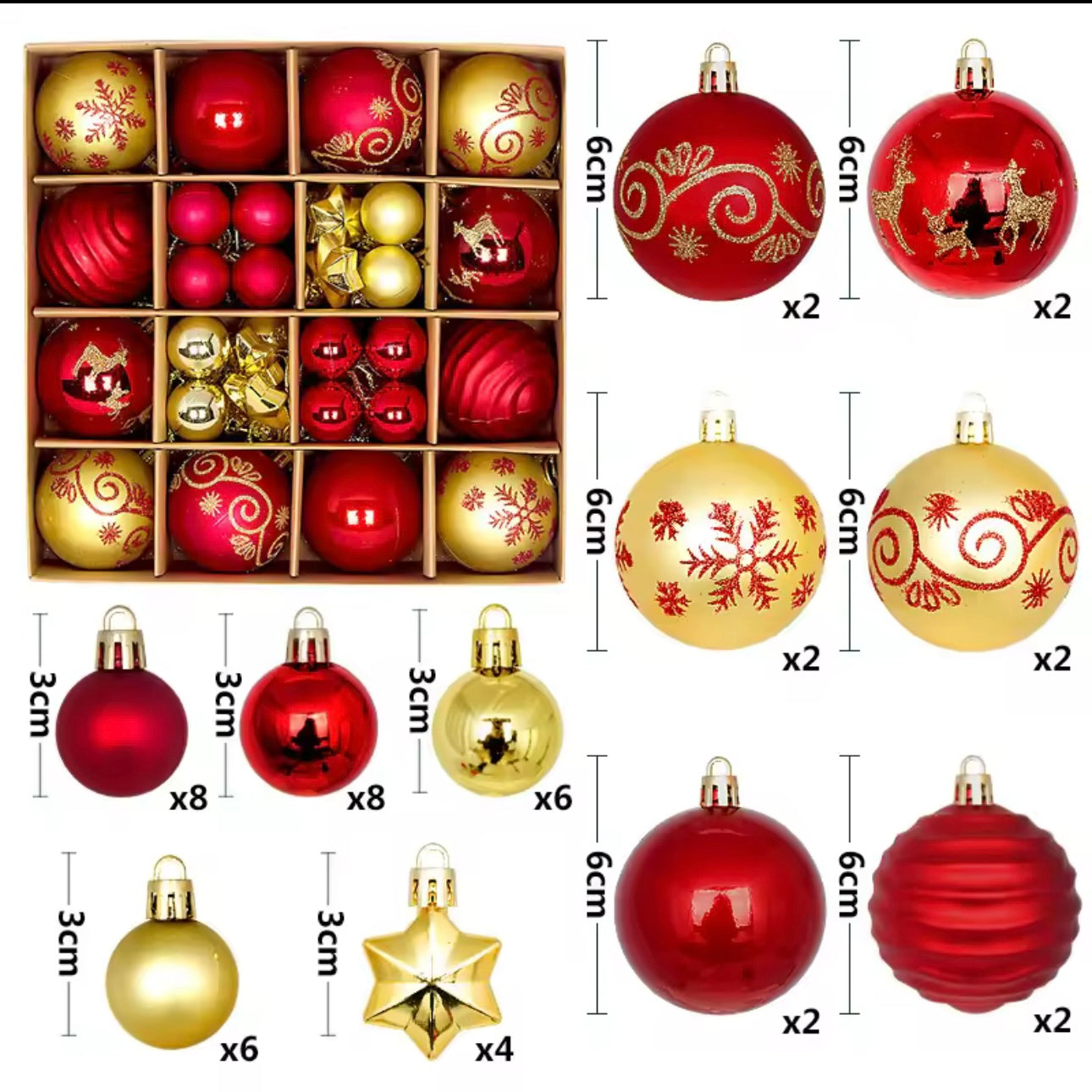 Zenora 44pcs Christmas Ball Hanging Ornaments