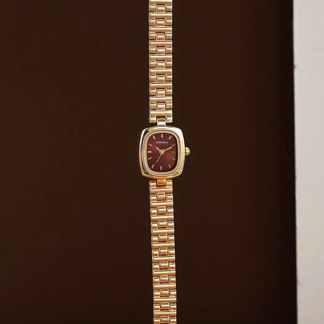 AURA SQUARE Golden-Tone Women’s Quartz Watch