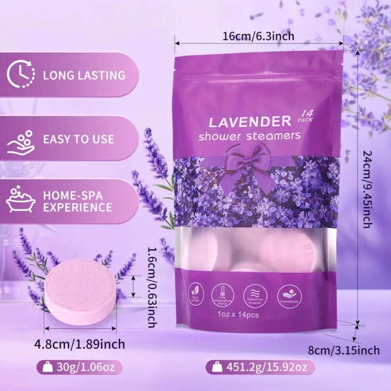 Zenora 14-Pack Lavender Shower Bomb Gift Set