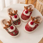 Zenora Cozy Christmas Reindeer Plush Slippers
