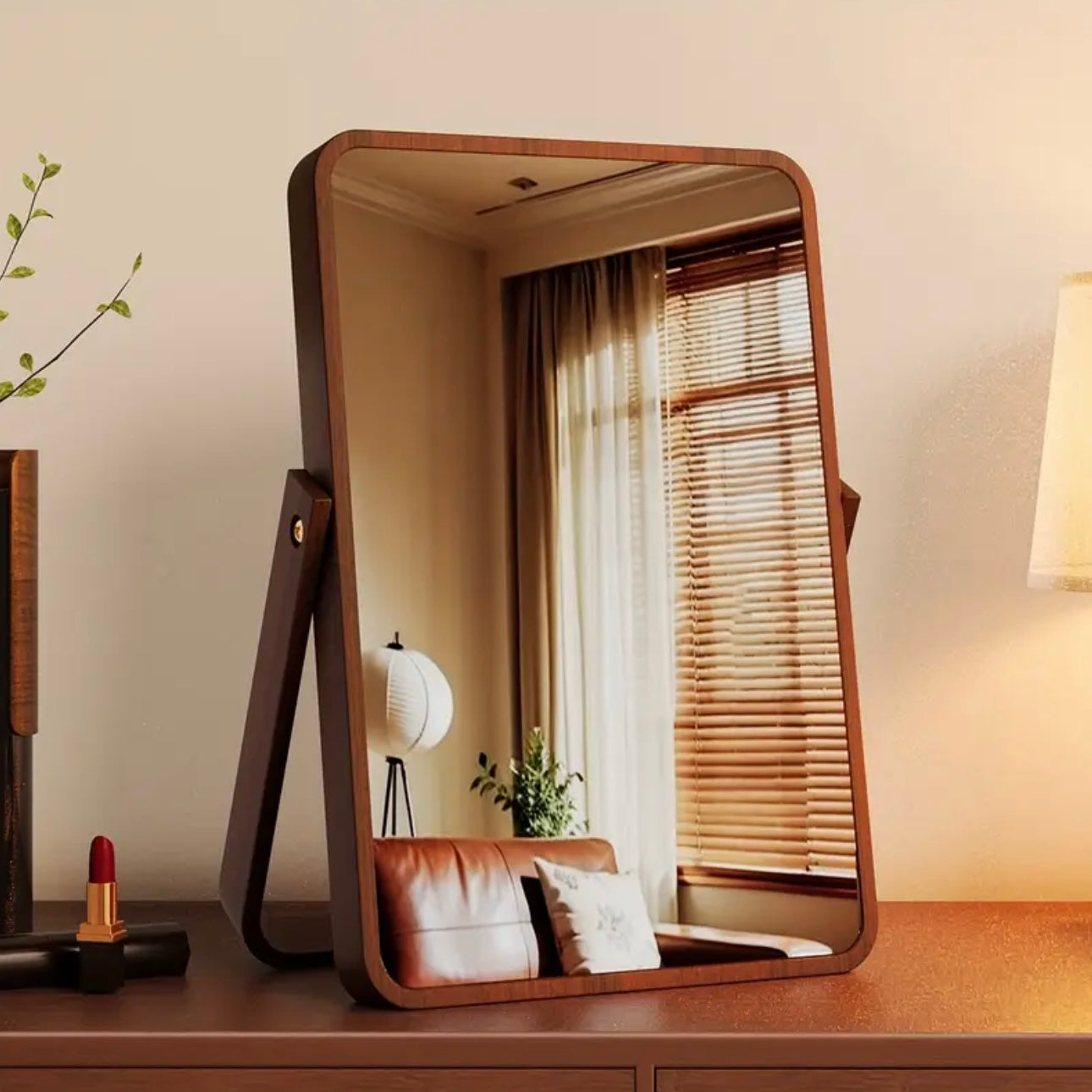 Zenora Natural Bamboo Wood Full-Length Foldable Mirror