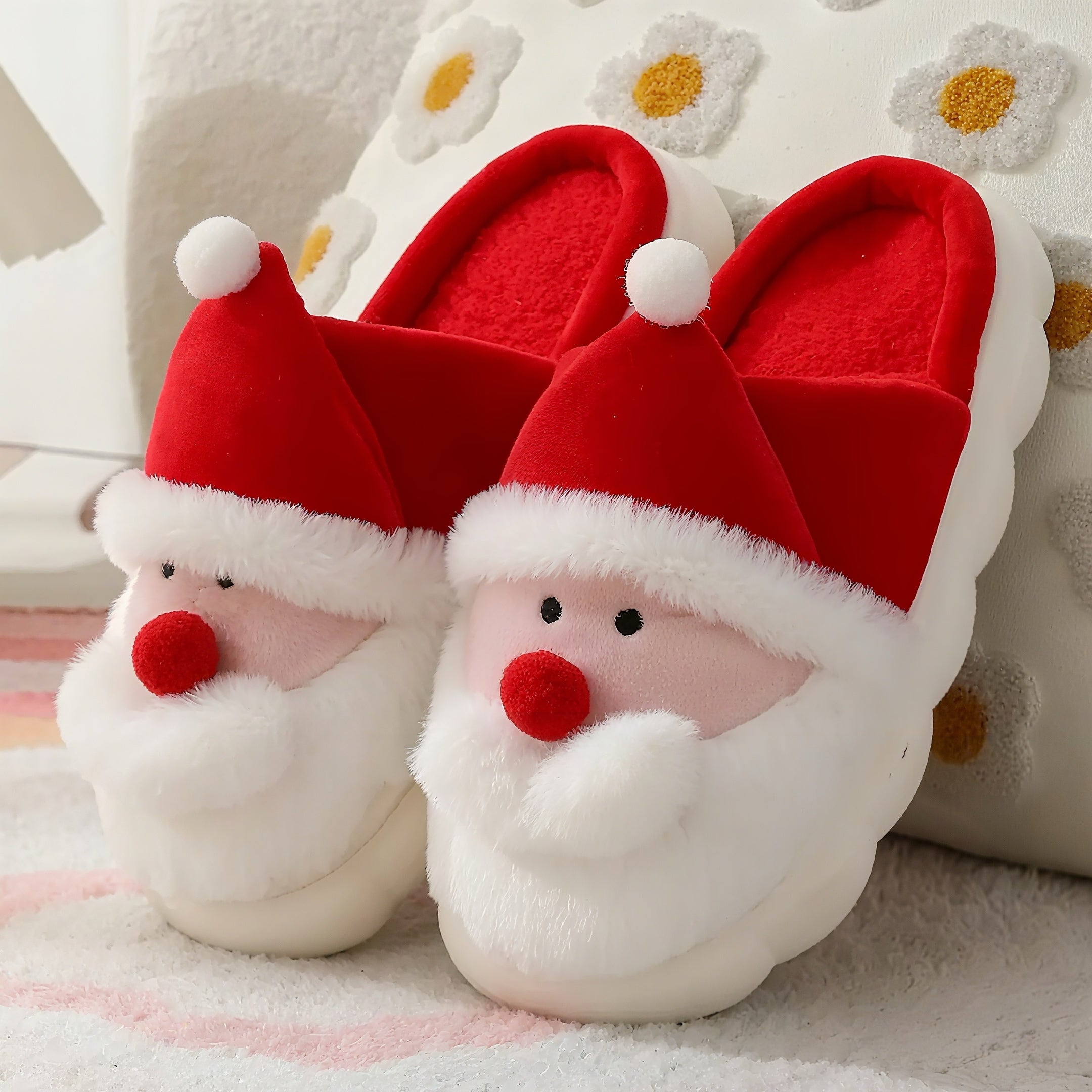 Zenora Merry Christmas Santa Claus Plush Slippers