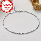 925 Silver & 14K Gold Snake Bone Anklet
