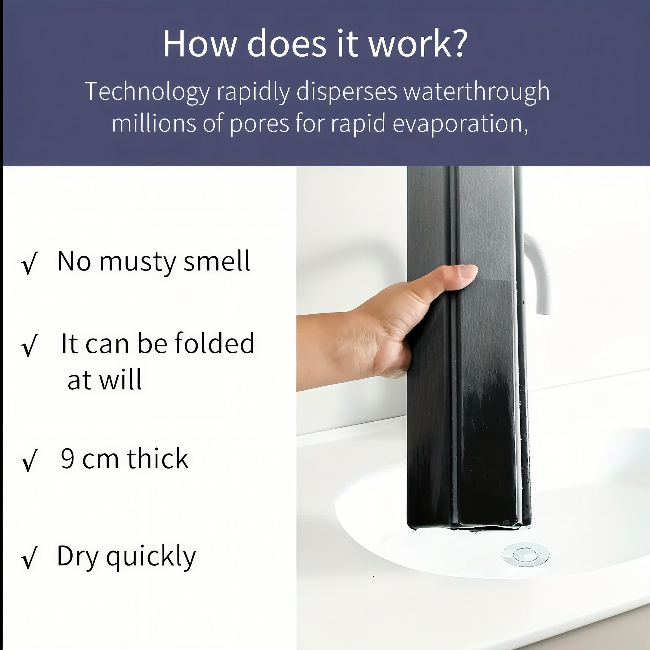 Zenora Foldable Bathroom Stone Matt