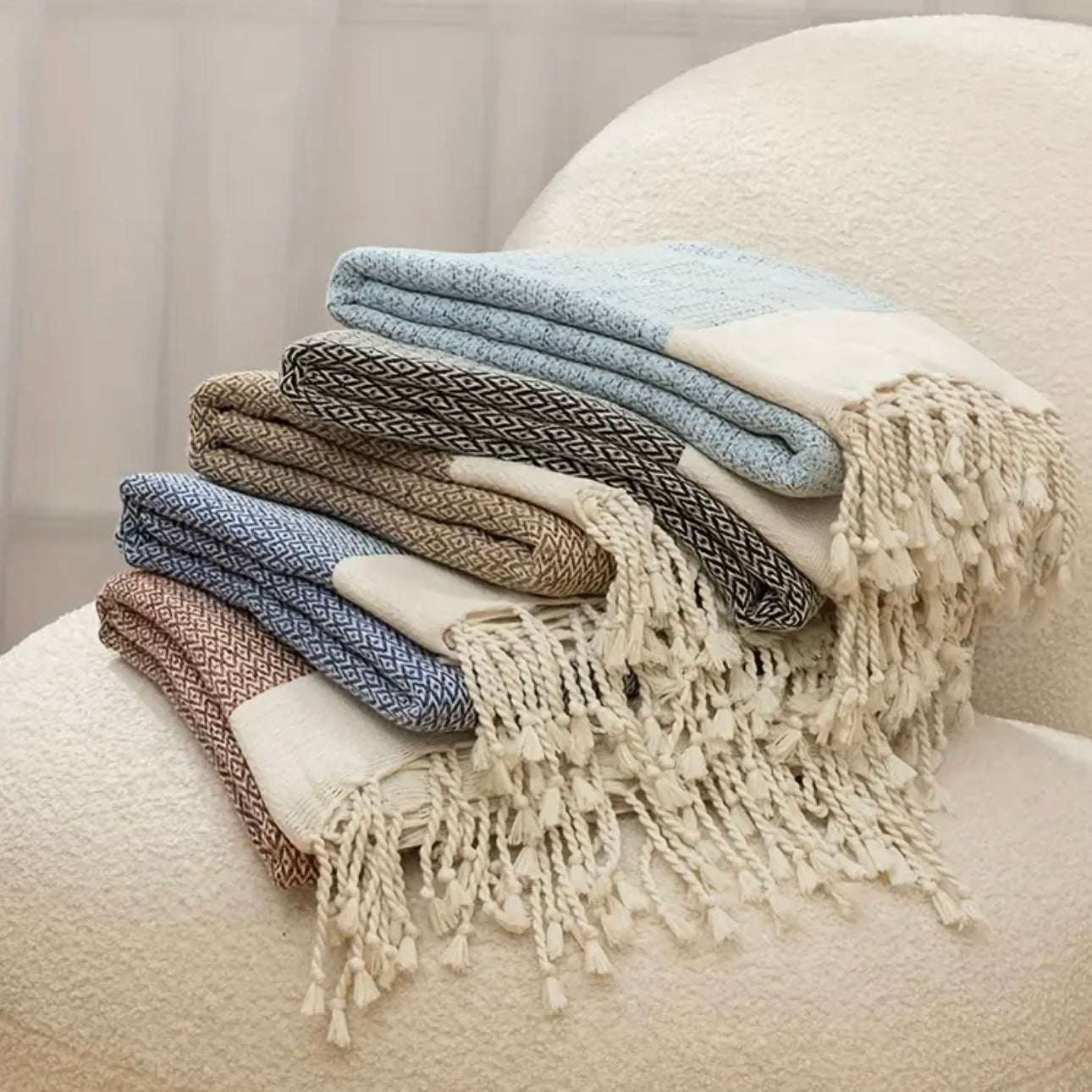 Zenora 1pc Turkish Diamond Grid Blanket