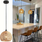 Zenora 3-Pack Natural Wicker Boho Pendant Light Set