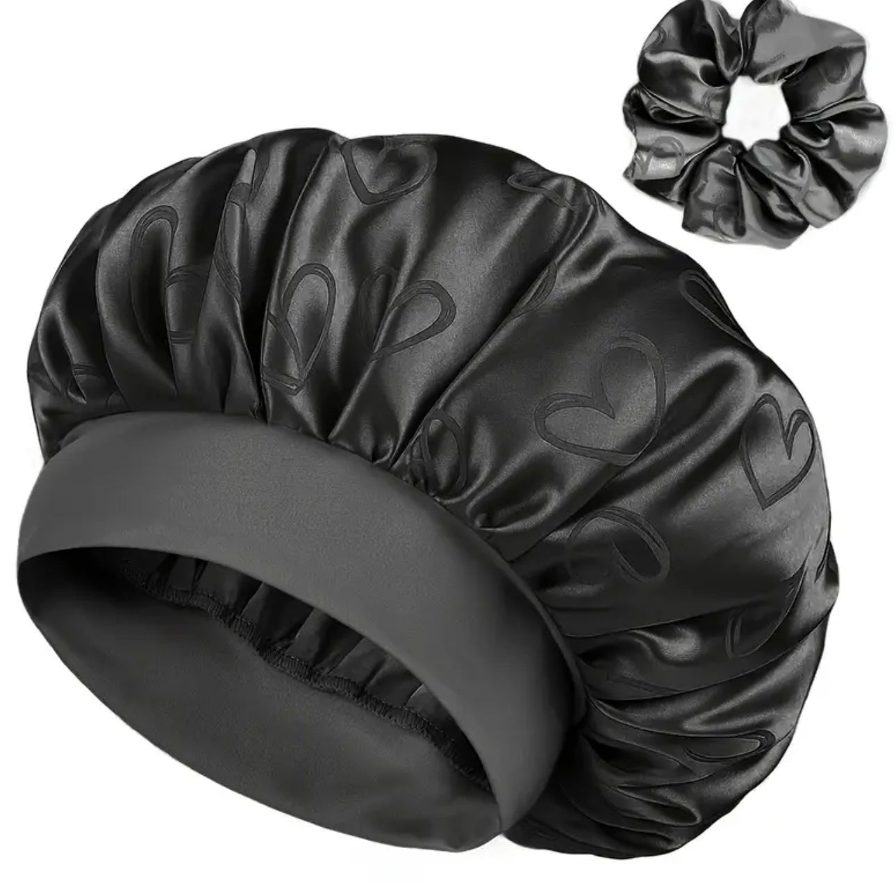 ELLITINA 2-Piece Satin Sleep Bonnet & Matching Scrunchie Set