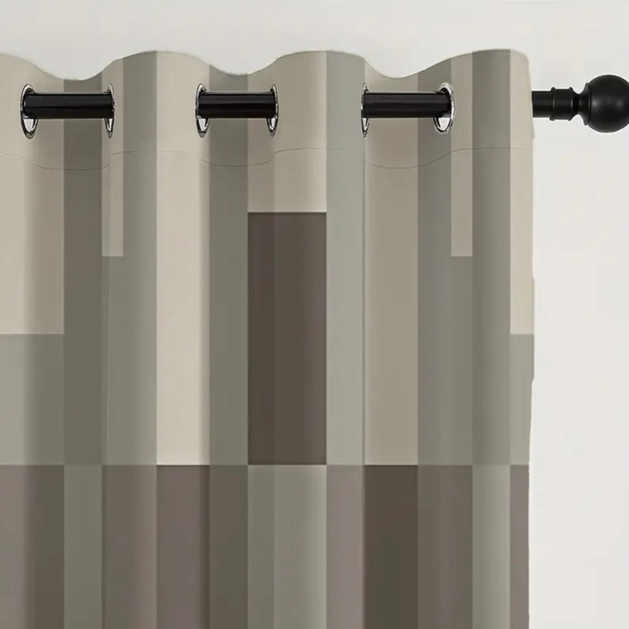 Zenora Contemporary Gray & White Vertical Stripe Curtain Set