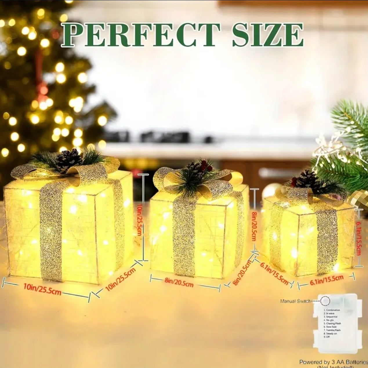 Zenora Set of 3 Light-Up Christmas Gift Boxes