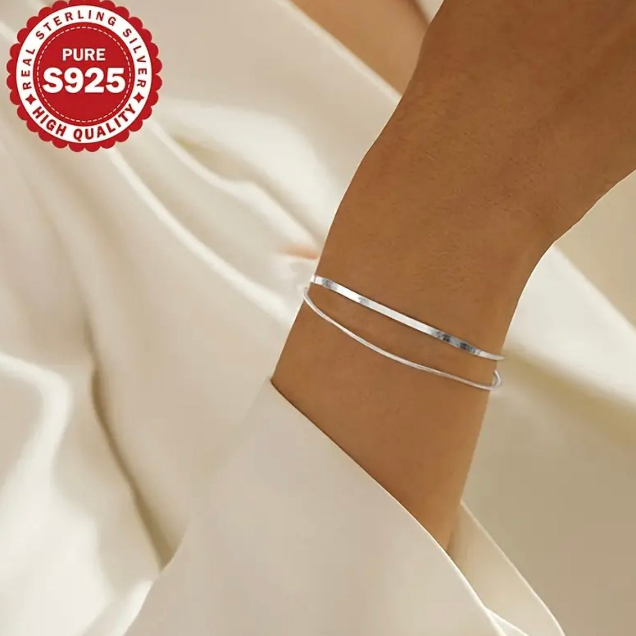 Serpentine Glow S925 Silver Double-Layer Bracelet