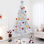 Zenora White Artificial Christmas Tree with Metal Stand