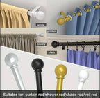 Zenora Adjustable Curtain Rod Bracket Set with Decorative Small Ball Finials