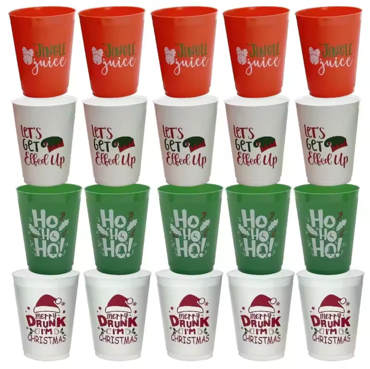 Zenora 12/20PCS Four-Letter Design Plastic Christmas Cups
