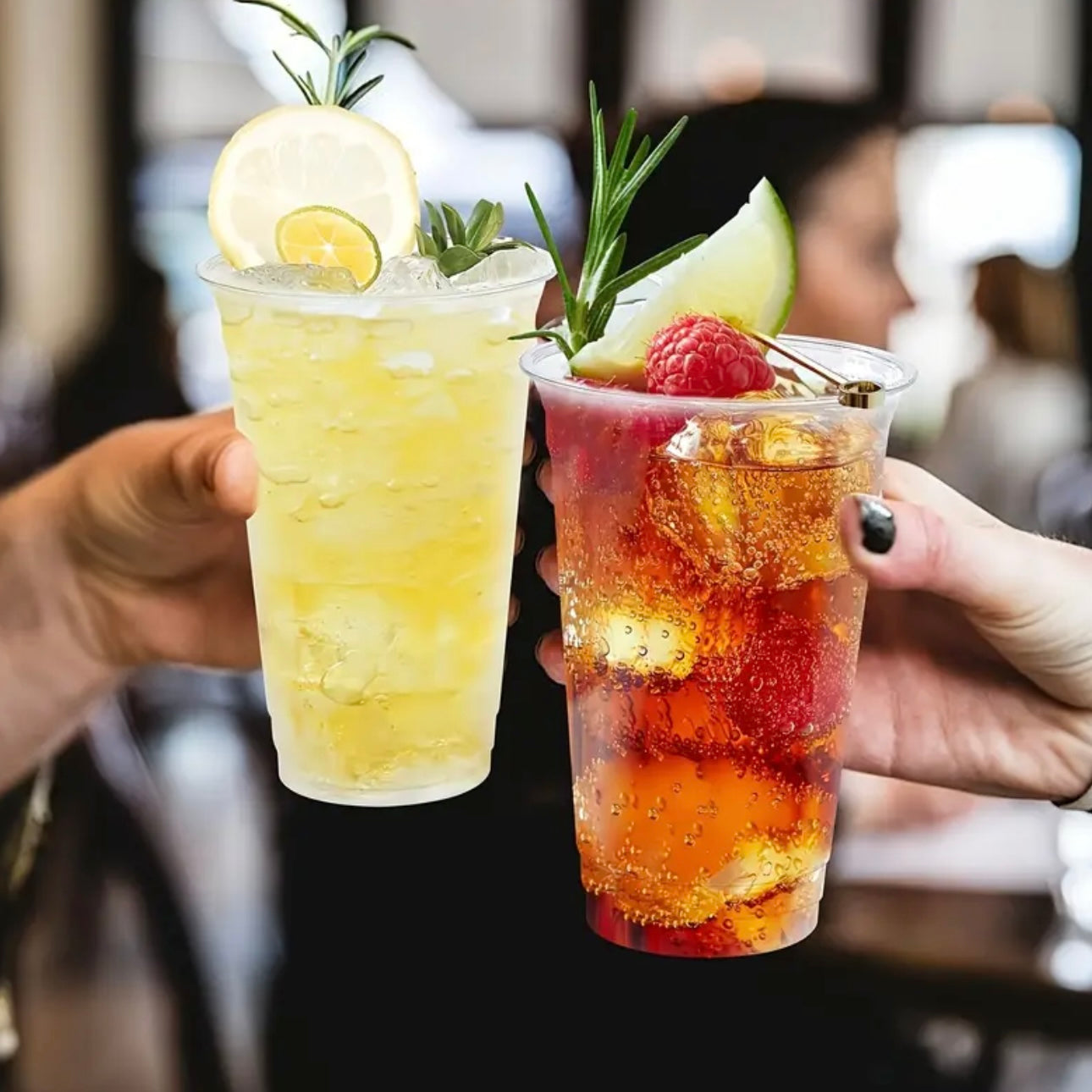 Zenora 400ml Clear Plastic Reusable Drinkware Set – 100 Straws, 50 Cups & 50 Flat Lids