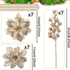 Zenora 21pcs Christmas Artificial Flower & Berry Bouquet Set