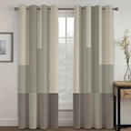 Zenora Contemporary Gray & White Vertical Stripe Curtain Set