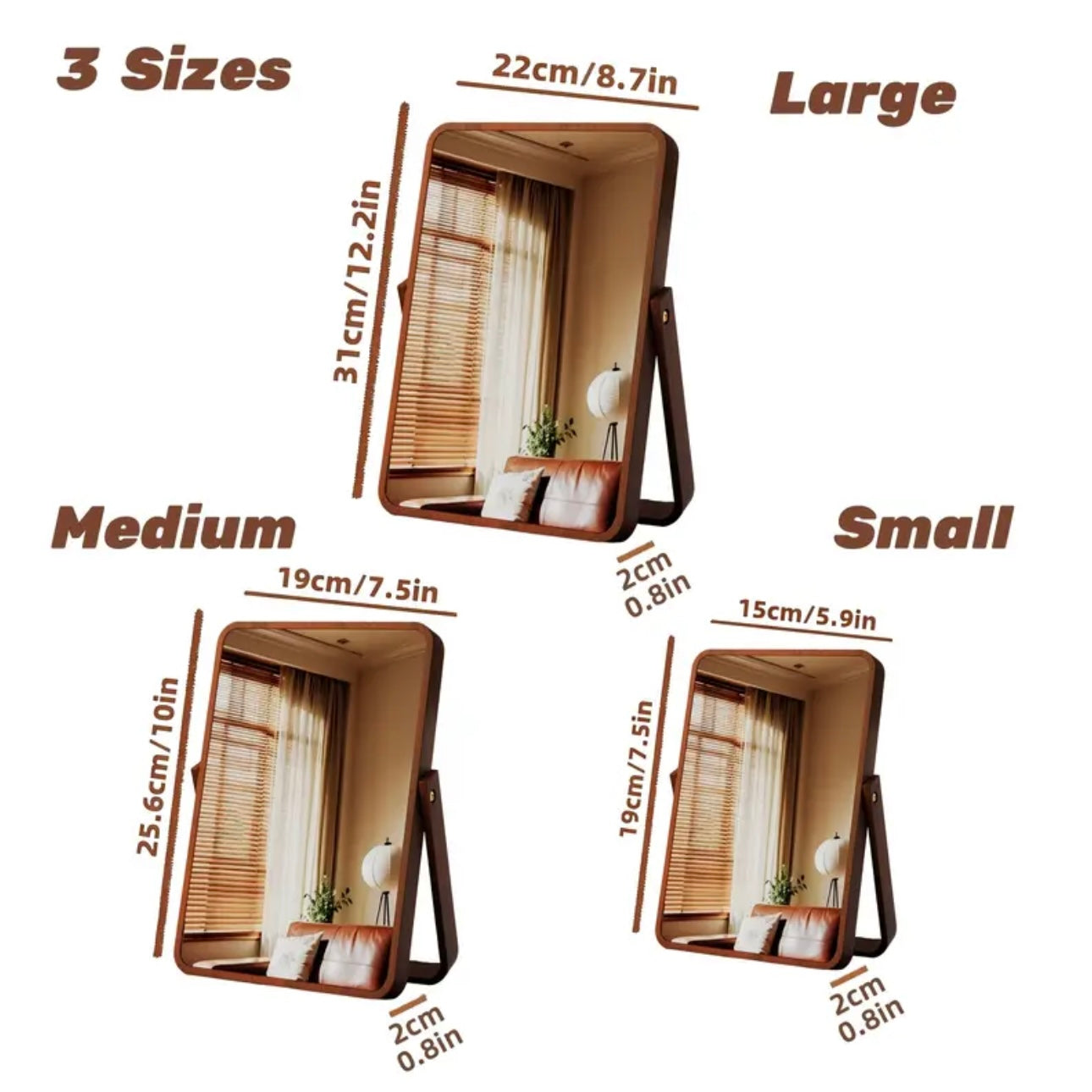 Zenora Natural Bamboo Wood Full-Length Foldable Mirror