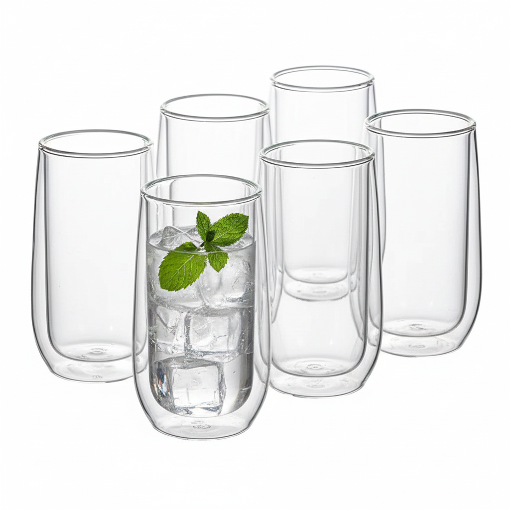 Zenora 6pcs Double-Wall Borosilicate Glass Cups