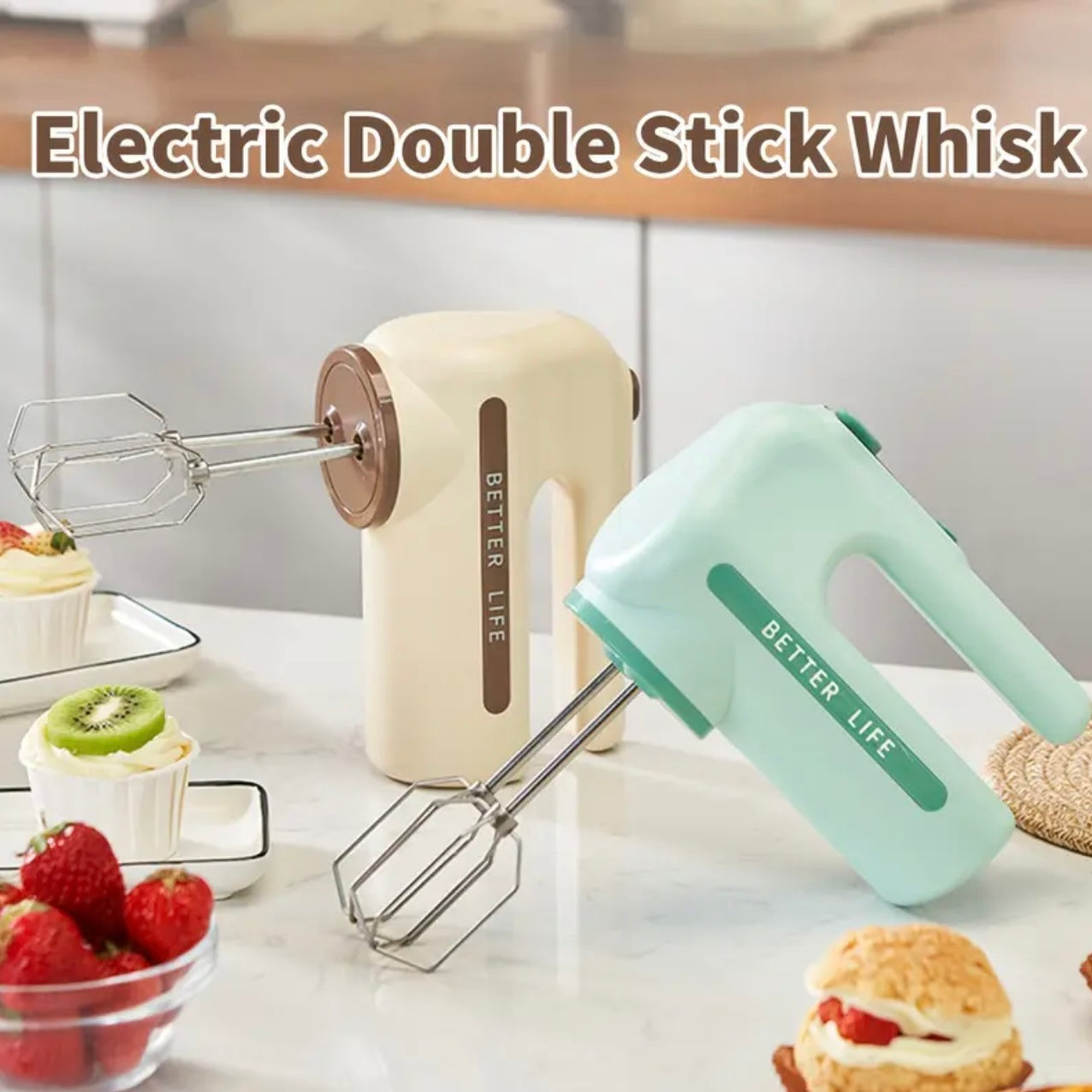 Zenora Dual-Color Rechargeable Electric Hand Mixer