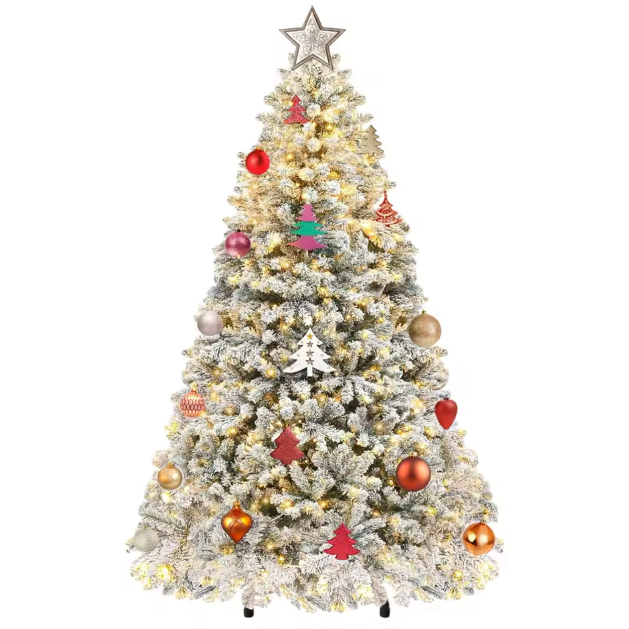 Zenora 6FT Pre-Lit Snow Flocked Artificial Christmas Tree
