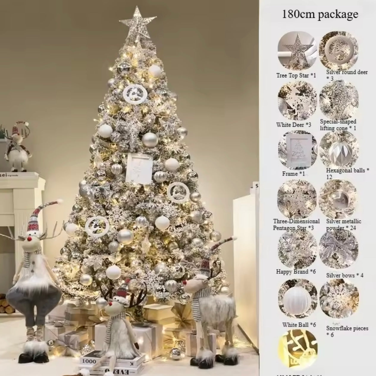 Zenora Luxury Encrypted Snowfall Christmas Tree with Decoration Package