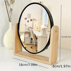 Zenora Elegant Wooden Frame Double-Sided Makeup Mirror