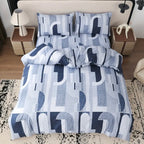 Zenora 3-Piece Carlo Deep Blue Letter Print Comforter Cover Set