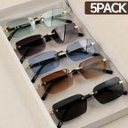 5 Sets Unisex Rimless Flat Frame Glasses