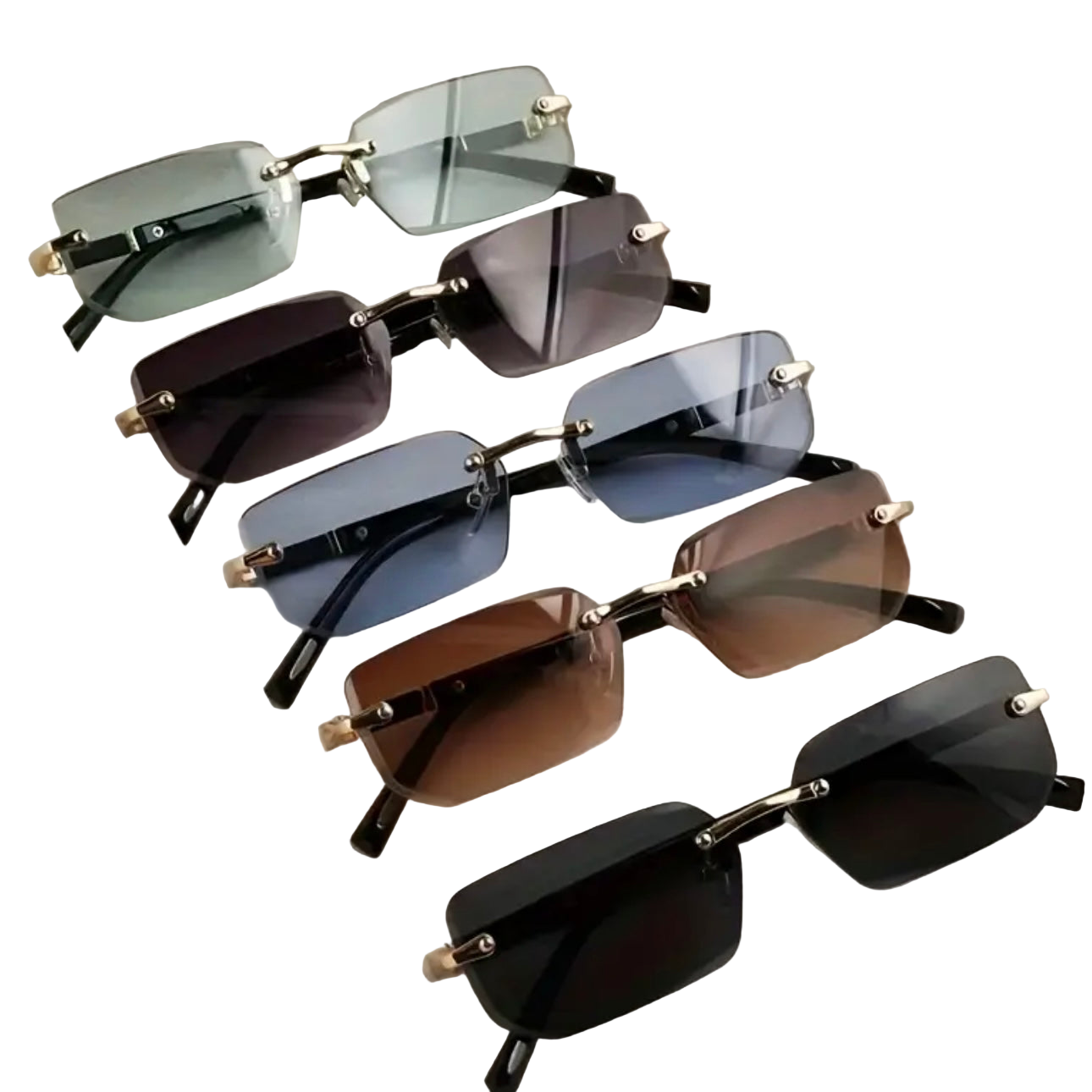 5 Sets Unisex Rimless Flat Frame Glasses