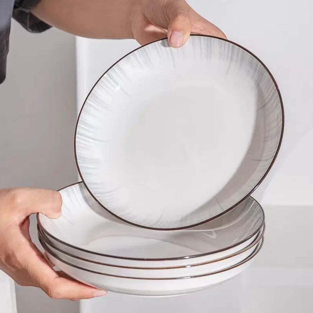 Zenora 12-Piece Black & White Ceramic Dinnerware Set