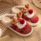 Zenora Cozy Christmas Reindeer Plush Slippers