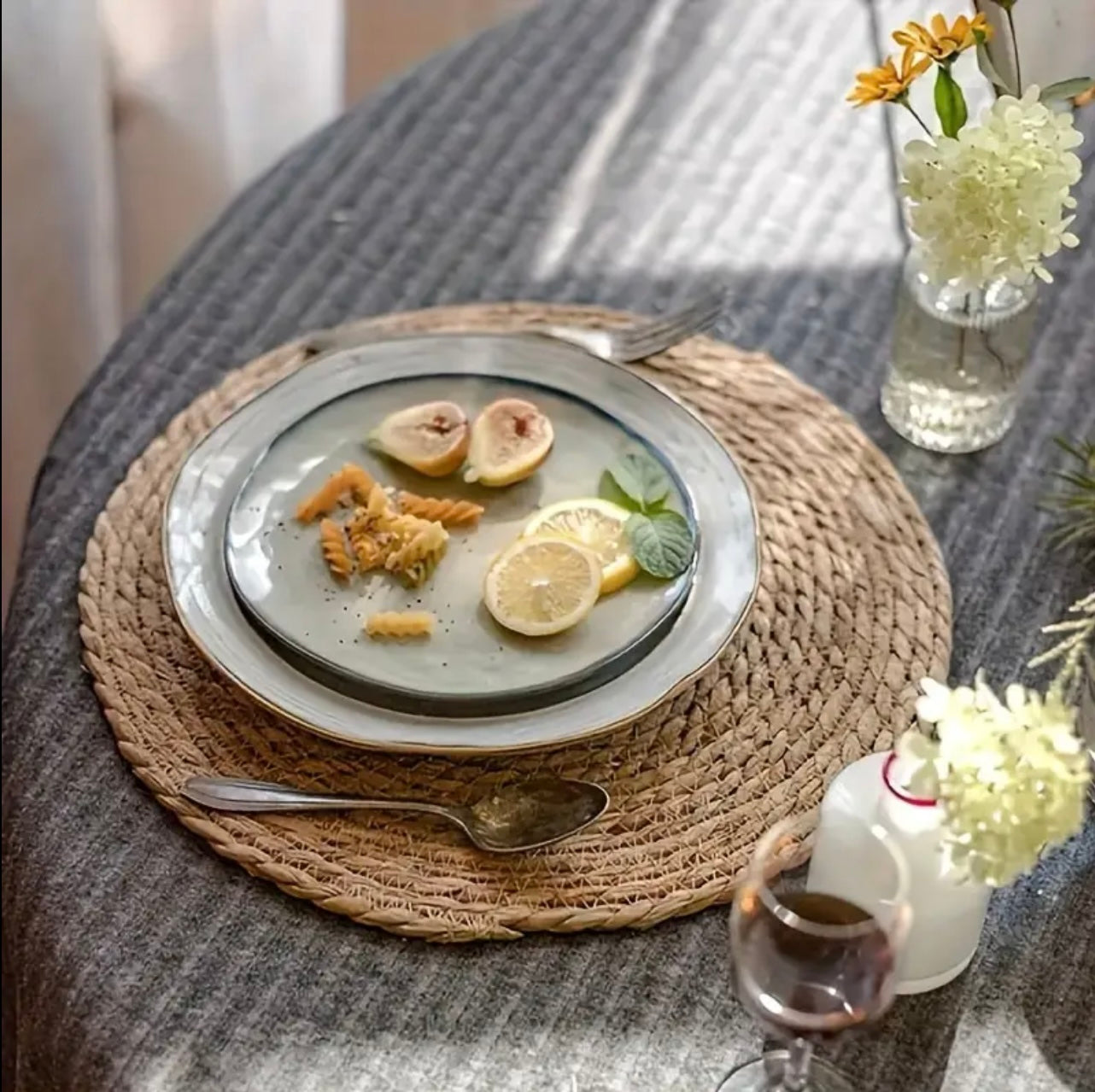 Zenora 10-Piece Natural Wheat Straw Placemat Set