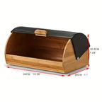 Zenora Large Bamboo Bread Box with Black Lid