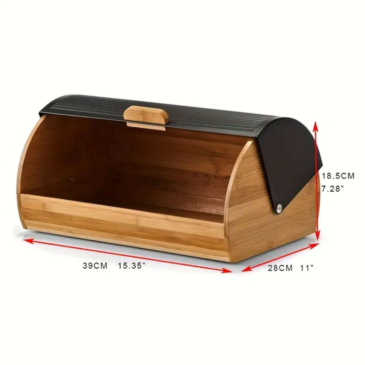Zenora Large Bamboo Bread Box with Black Lid