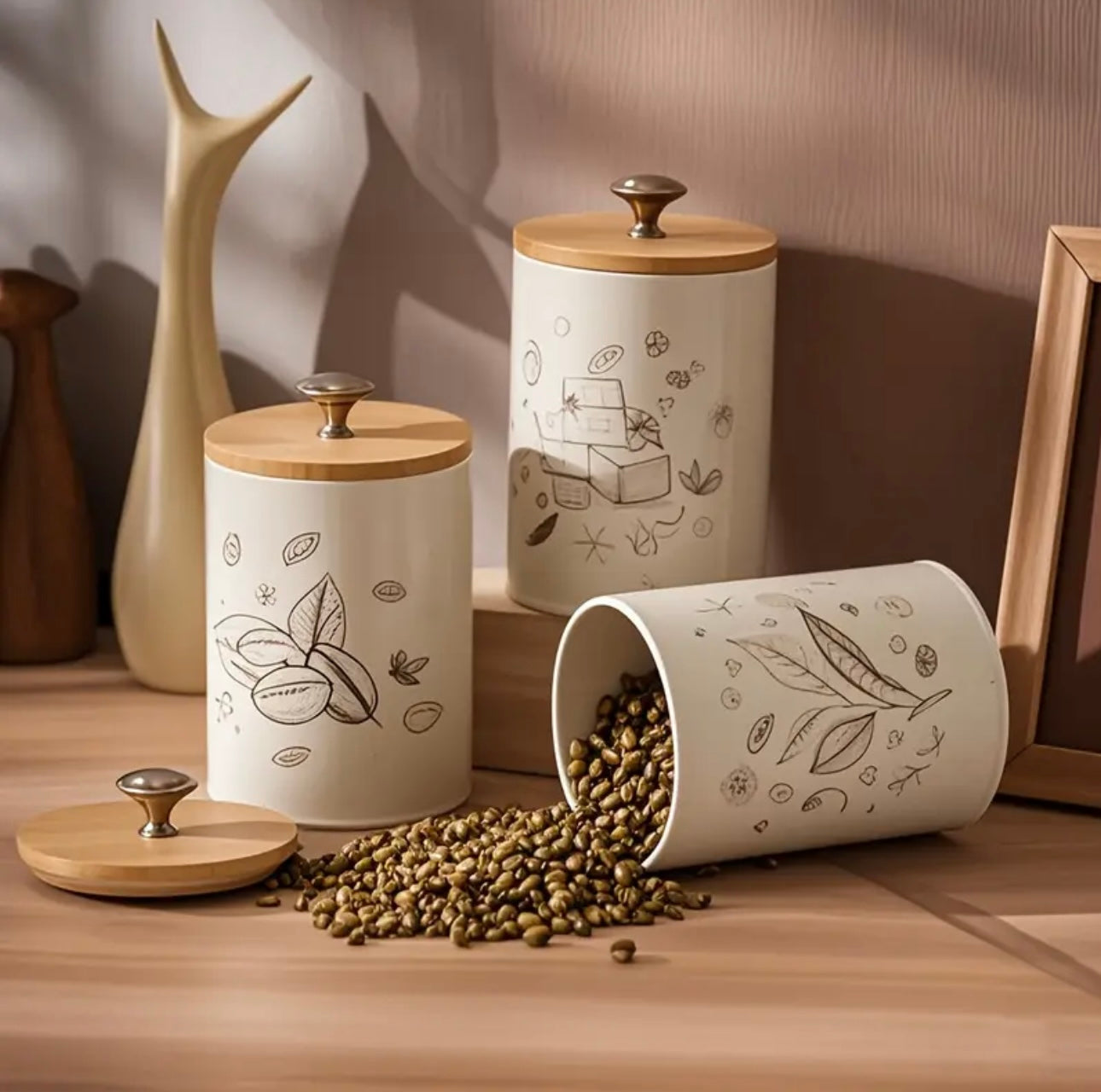 Zenora 3-Piece Bamboo Storage Jar Set