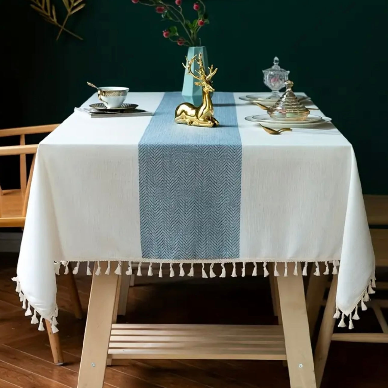 Zenora Bohemian Ruffled Rectangular Tablecloth