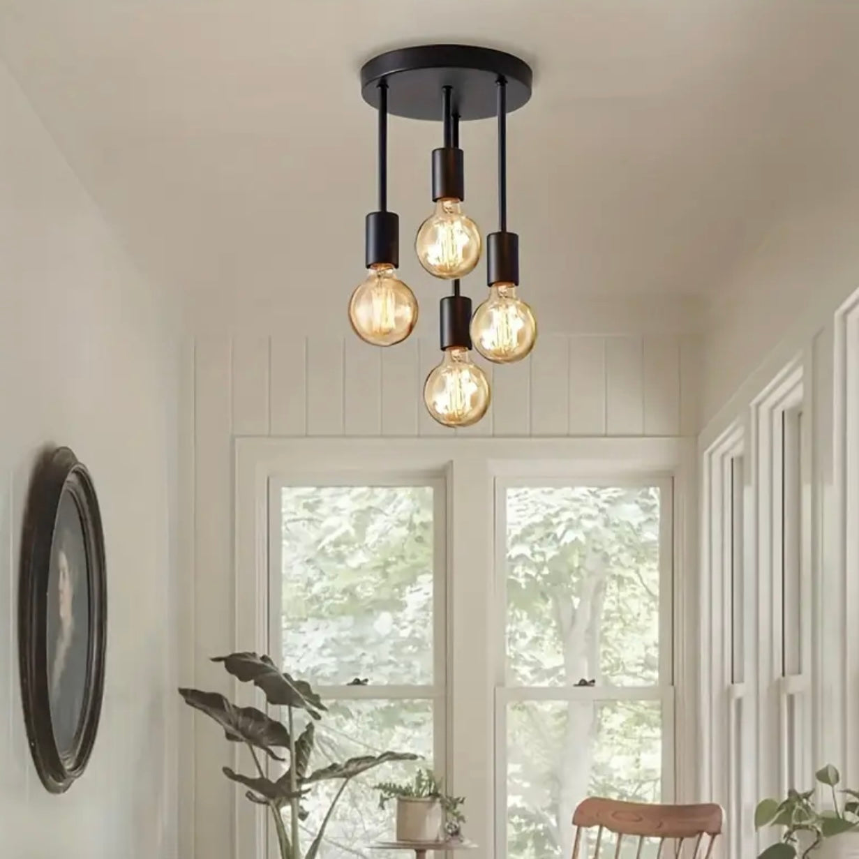 Zenora Black Modern 4-Light Iron Branch Chandelier