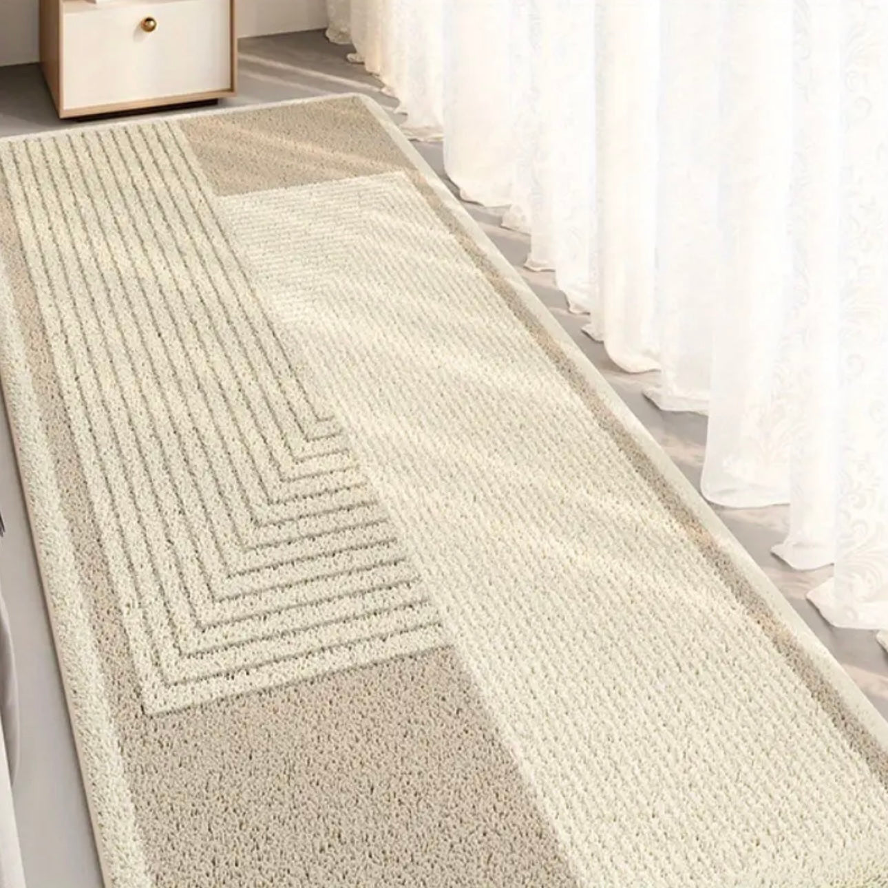 Zenora Japanese-Inspired Cream Striped Area Mat