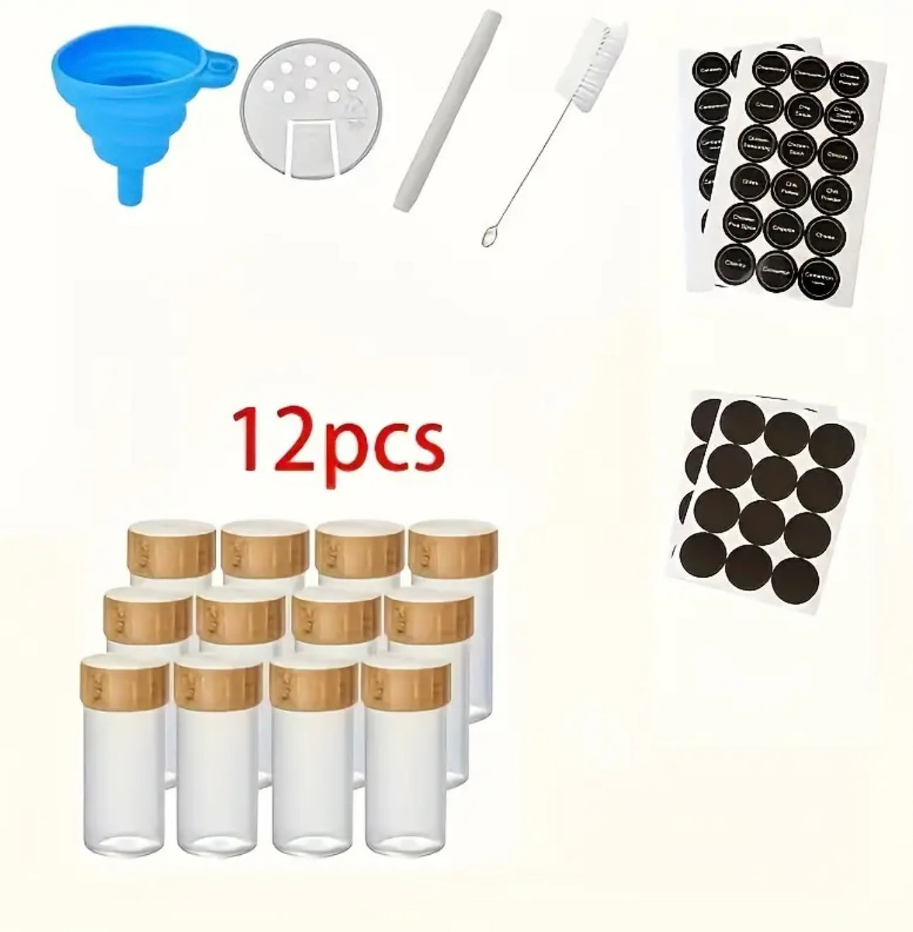 Zenora 12/24pcs Spice Jar Set
