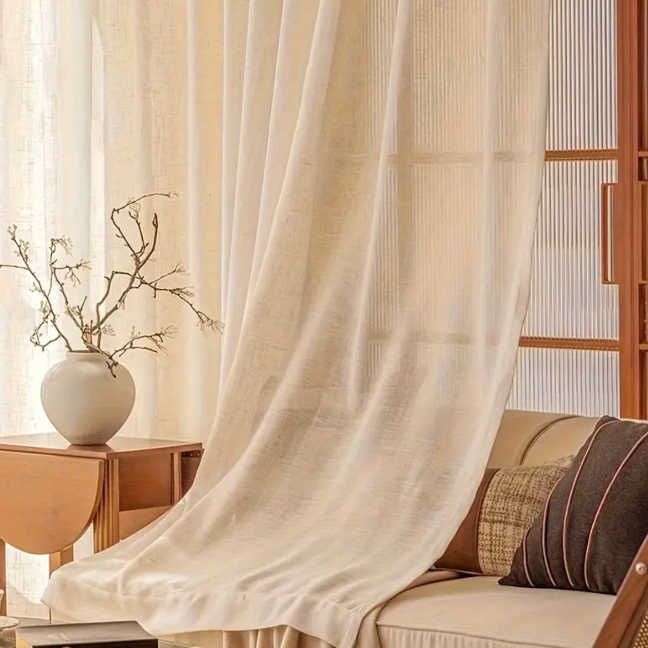 Zenora Japanese-Style Imitation Linen Window Screen Set