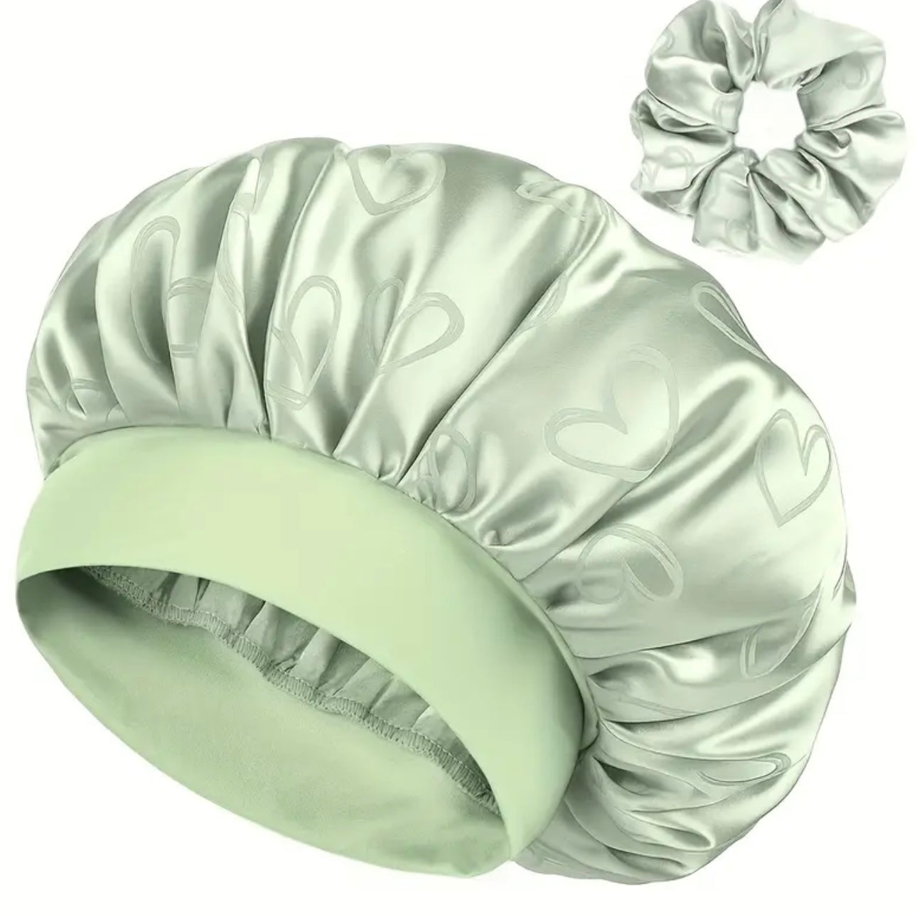 ELLITINA 2-Piece Satin Sleep Bonnet & Matching Scrunchie Set