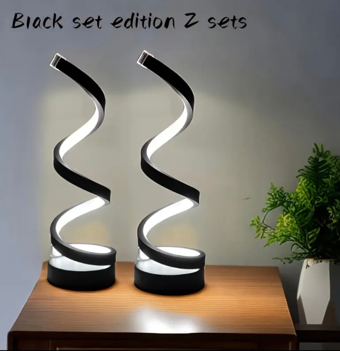 Zenora 2pcs Modern Spiral LED Table Lamps