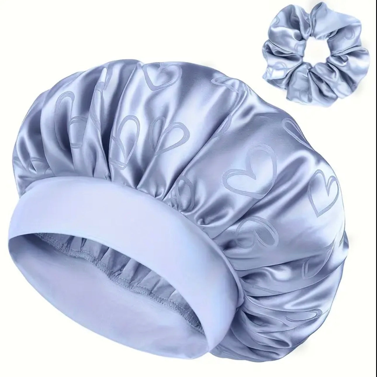 ELLITINA 2-Piece Satin Sleep Bonnet & Matching Scrunchie Set