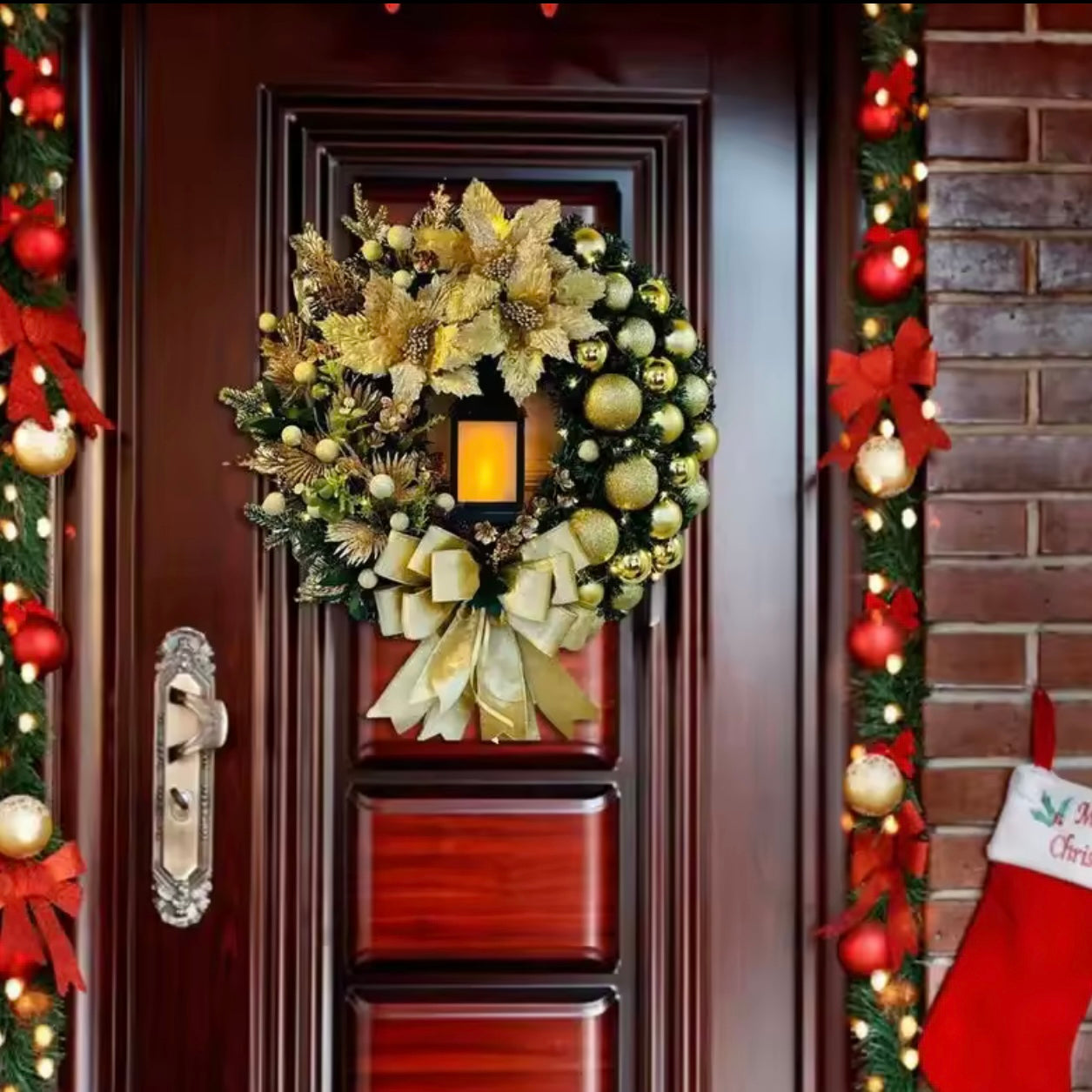 Zenora 45cm Golden Christmas Wreath with Lights