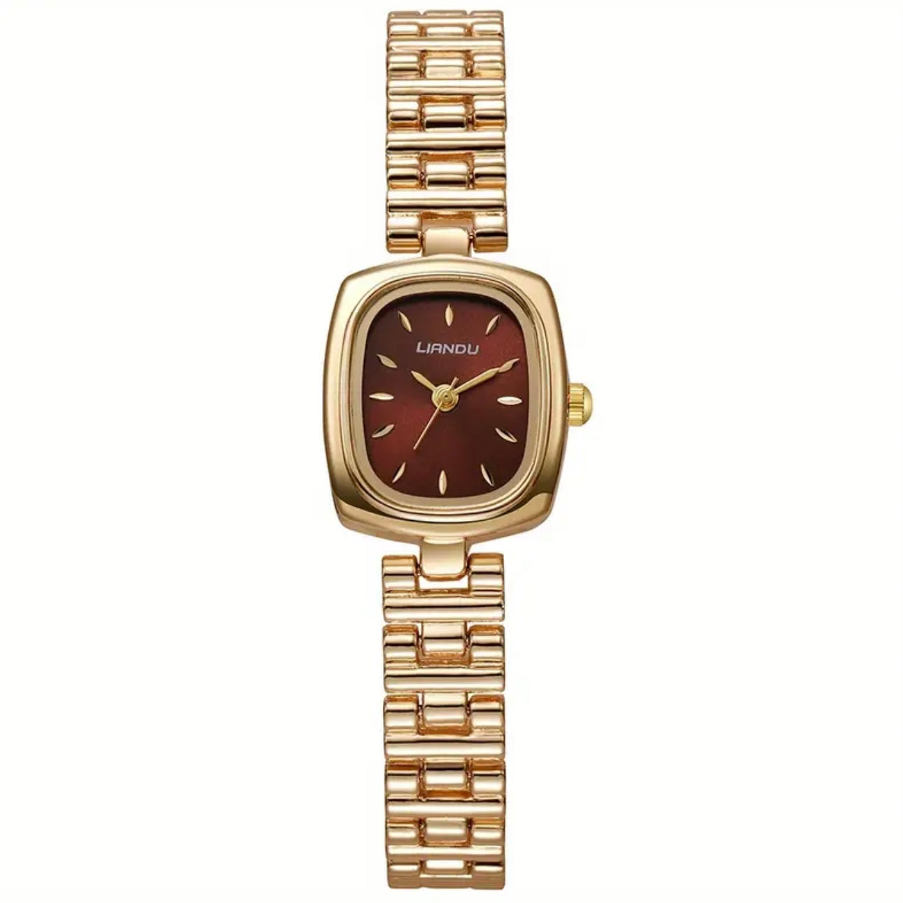 AURA SQUARE Golden-Tone Women’s Quartz Watch