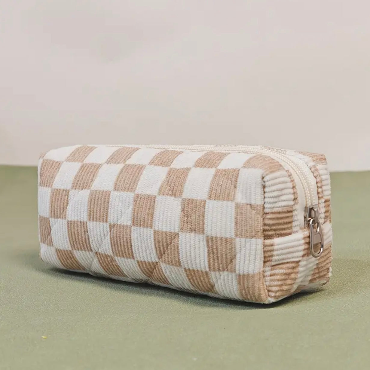 Zenora 3-Piece Quilted & Checkered Makeup Bag Set