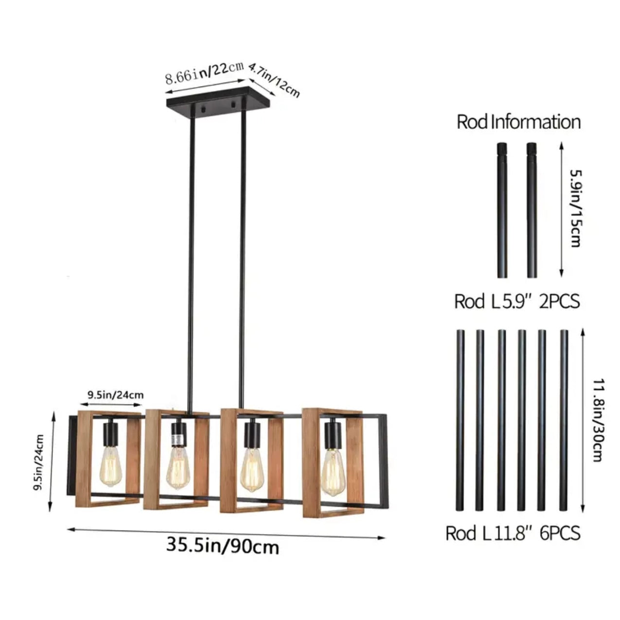 Zenora Adjustable Matte Black Kitchen Island Pendant Light