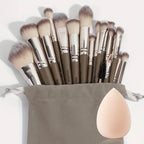 Zenora 18pcs Professional Makeup Brush Set with Velvet Bag and Beauty Spong