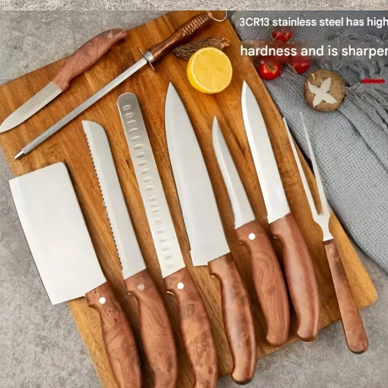 Zenora 10pcs Professional Stainless Steel Kitchen Knife Set